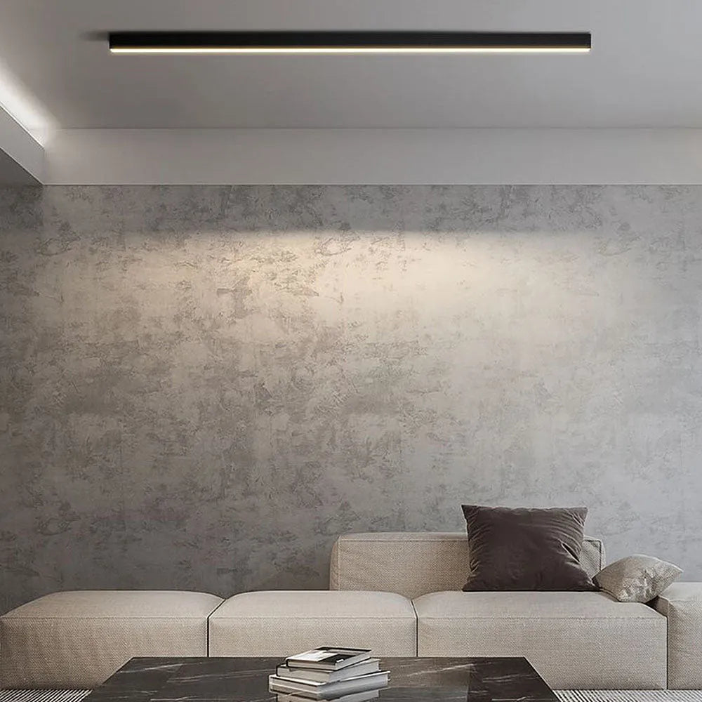LED Deckenleuchte Schwarz Langgezogen Modern für Wohnzimmer Flur Schlafzimmer Minimalistische Deckenbeleuchtung Innen | Restfield