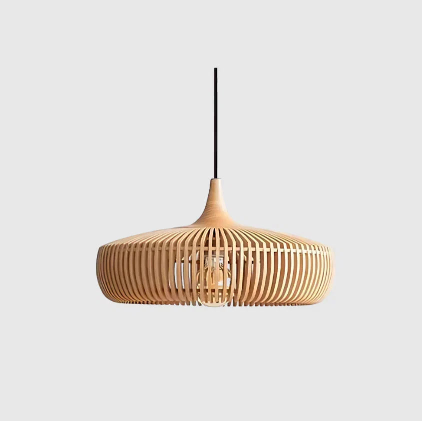 Houten Hanglamp Ø43cm Japandi Stijl Natuurlijk E27 Eettafel Woonkamer Slaapkamer Scandinavisch Design | Sansoti