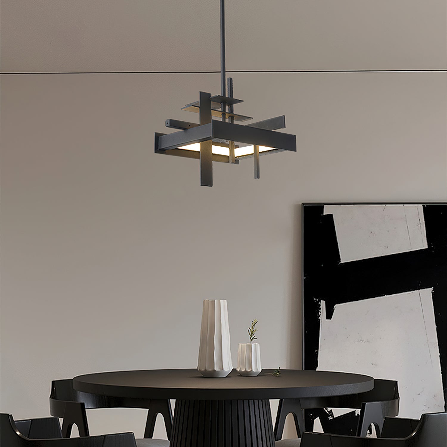 Planaire Hanglamp Zwart Metaal LED Geïntegreerd Modern Abstract Design Eettafel Verlichting | Sansoti