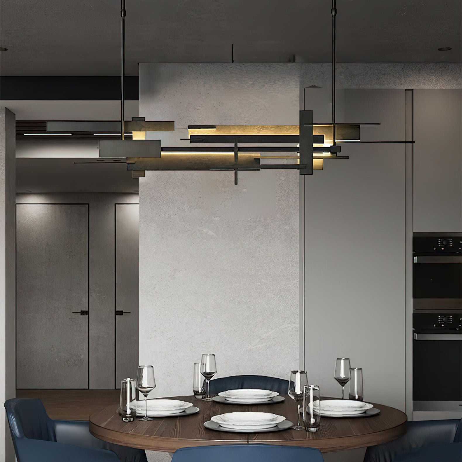 Planaire Hanglamp Zwart Metaal LED Geïntegreerd Modern Abstract Design Eettafel Verlichting | Sansoti