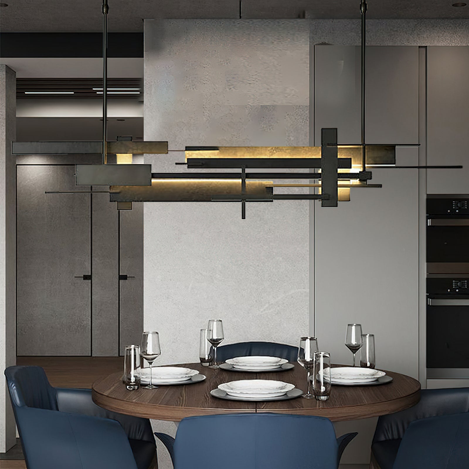 Planaire Hanglamp Zwart Metaal LED Geïntegreerd Modern Abstract Design Eettafel Verlichting | Sansoti