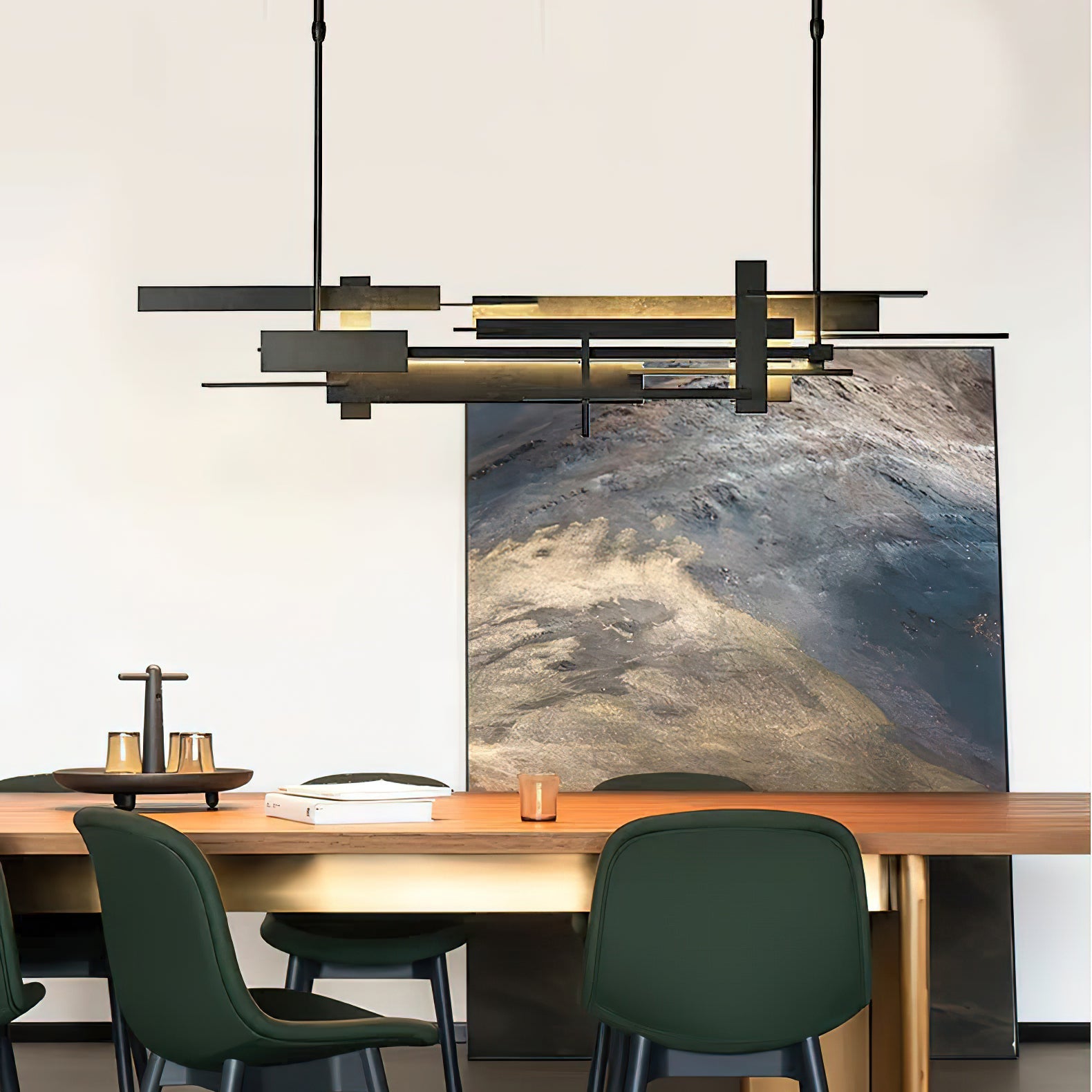 Planaire Hanglamp Zwart Metaal LED Geïntegreerd Modern Abstract Design Eettafel Verlichting | Sansoti