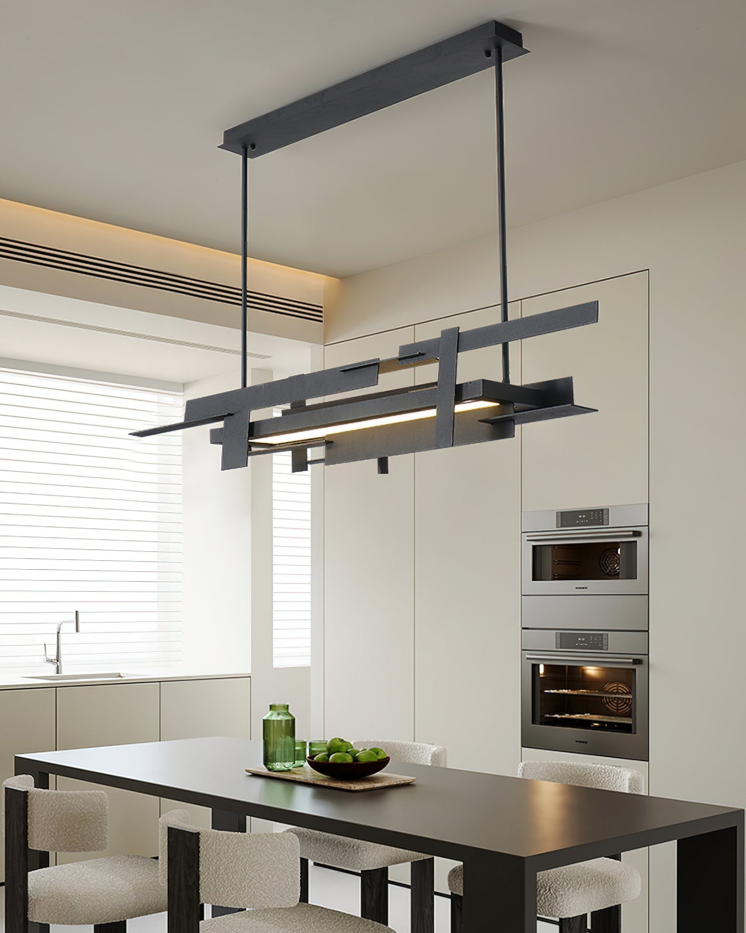 Planaire Hanglamp Zwart Metaal LED Geïntegreerd Modern Abstract Design Eettafel Verlichting | Sansoti