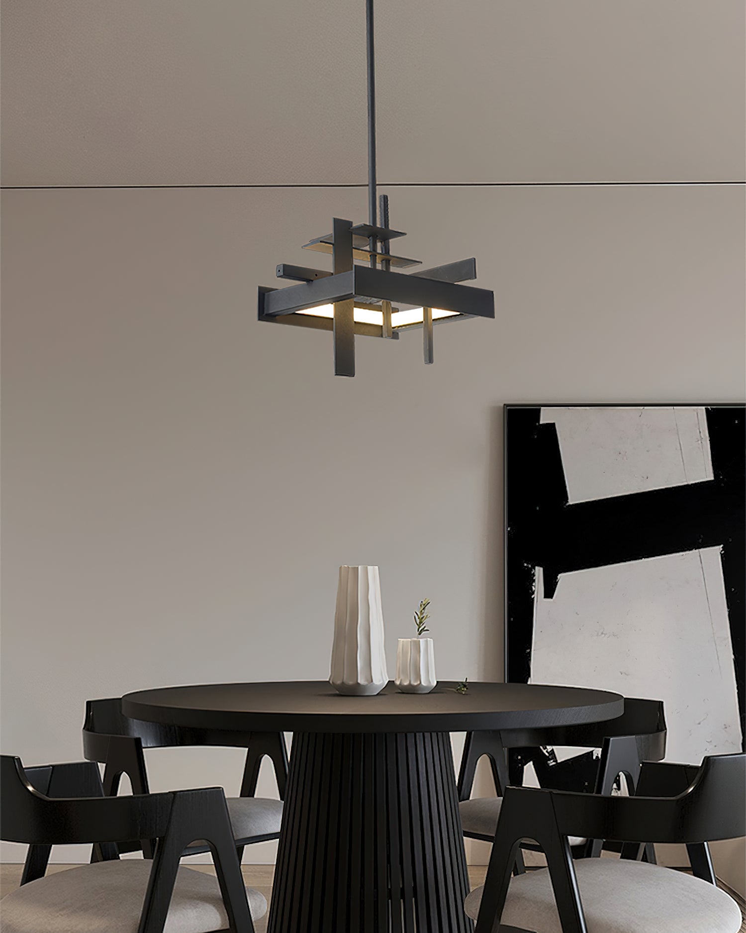Planaire Hanglamp Zwart Metaal LED Geïntegreerd Modern Abstract Design Eettafel Verlichting | Sansoti