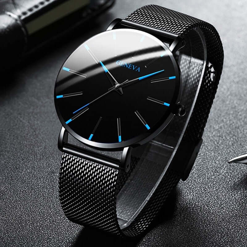 Minimalistische Herenpolshorloge 40mm Edelstaal Leren Band Quartz Waterdicht Stijlvol Slank Design Klassiek | Sansoti