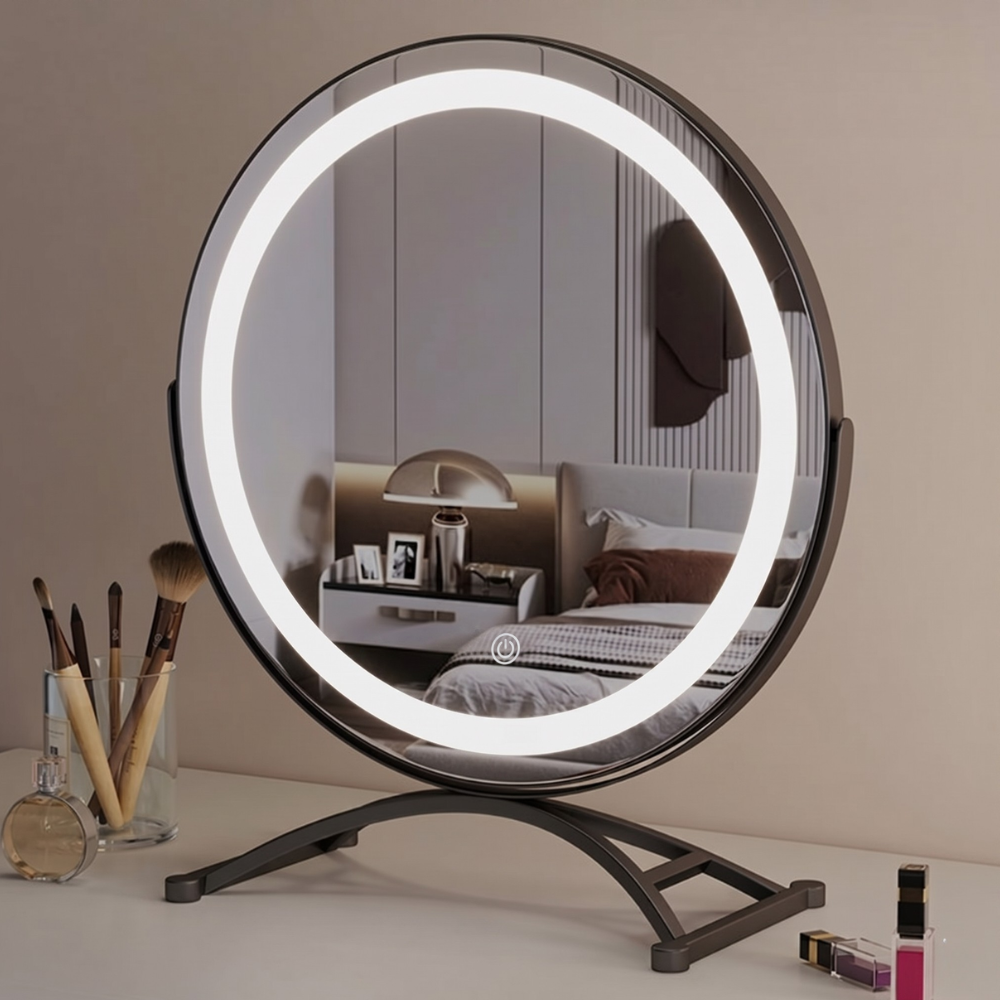 Verlichte Make-upspiegel 40cm Draaibaar 360° Tri-Tone Verlichting Oplaadbaar Touchbediening Tafelmodel | Sansoti