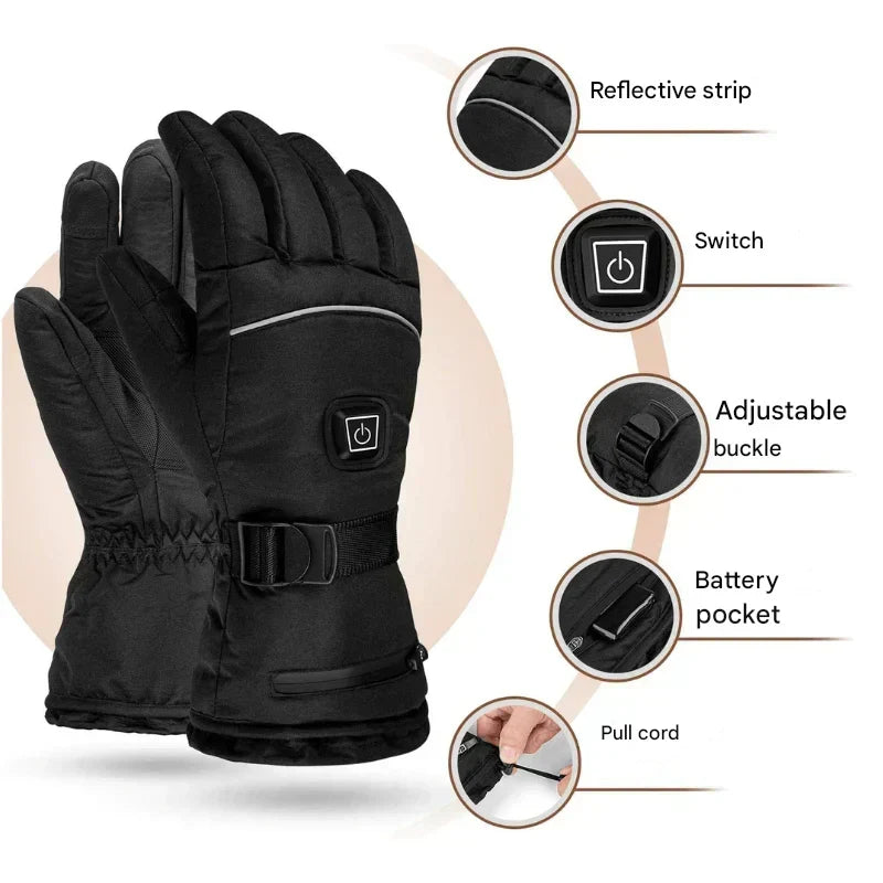 Elektrisch beheizte Handschuhe Unisex mit Touchscreen, wasserdicht, für Winter, Skifahren, Wandern und Outdoor-Sportaktivitäten | Sansoti