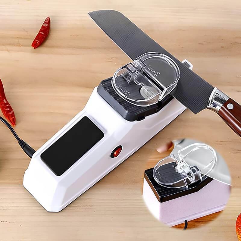 Elektrischer Messerschleifer für Küchenmesser, Scheren und Werkzeuge mit sicherem Halt und USB-Ladefunktion | Restfield
