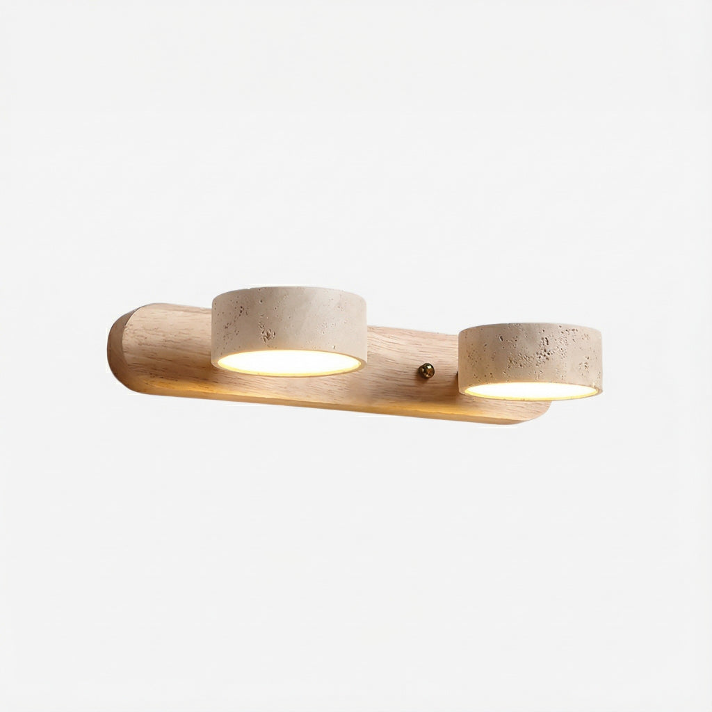 Verstelbare Wandlamp Travertijn & Hout – 2/3/4 Lichtpunten Warm Licht Sconce | Sansoti