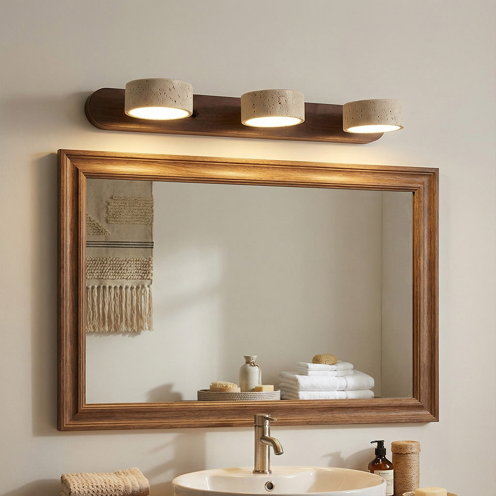 Verstelbare Wandlamp Travertijn & Hout – 2/3/4 Lichtpunten Warm Licht Sconce | Sansoti