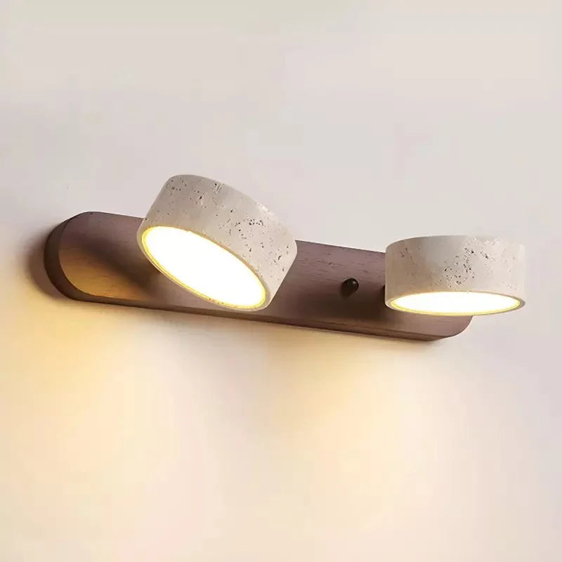 Verstelbare Wandlamp Travertijn & Hout – 2/3/4 Lichtpunten Warm Licht Sconce | Sansoti