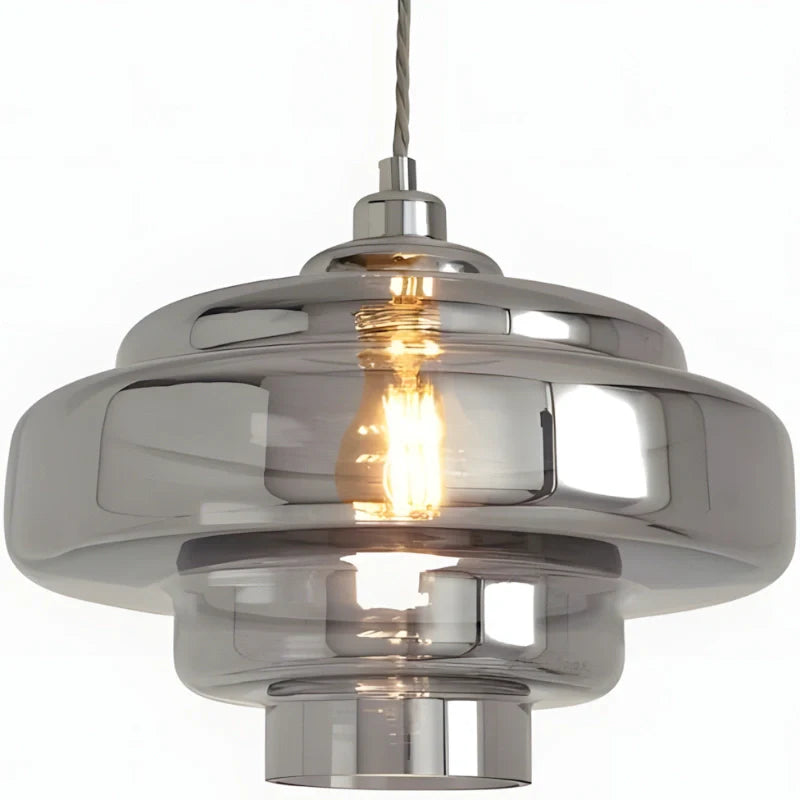 Gelaagde Glazen Hanglamp – Modern Design met Glanzende Afwerking – Groen, Amber, Rookgrijs, Roze | Sansoti