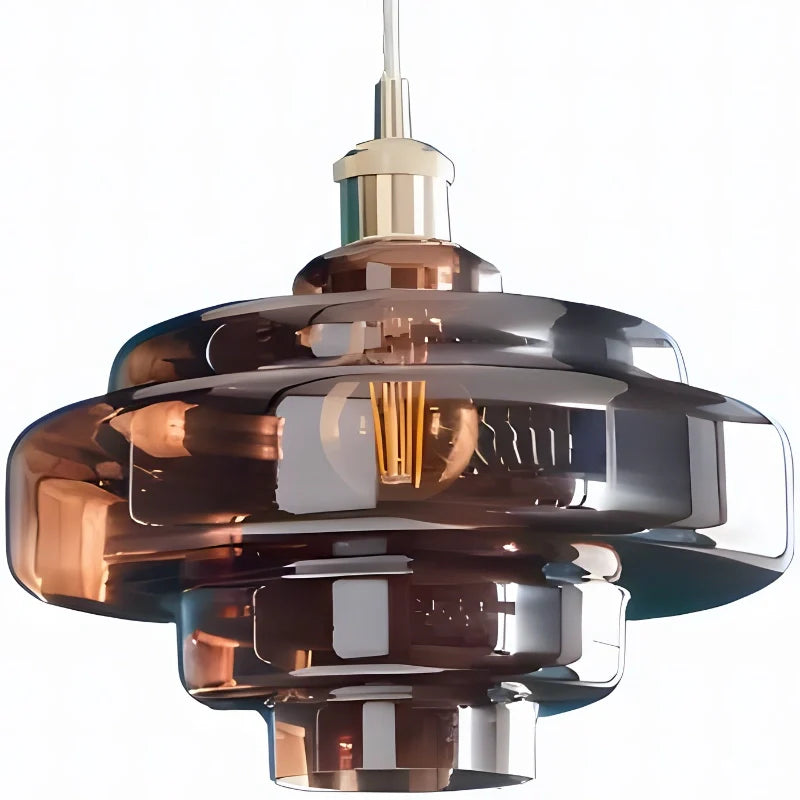 Gelaagde Glazen Hanglamp – Modern Design met Glanzende Afwerking – Groen, Amber, Rookgrijs, Roze | Sansoti