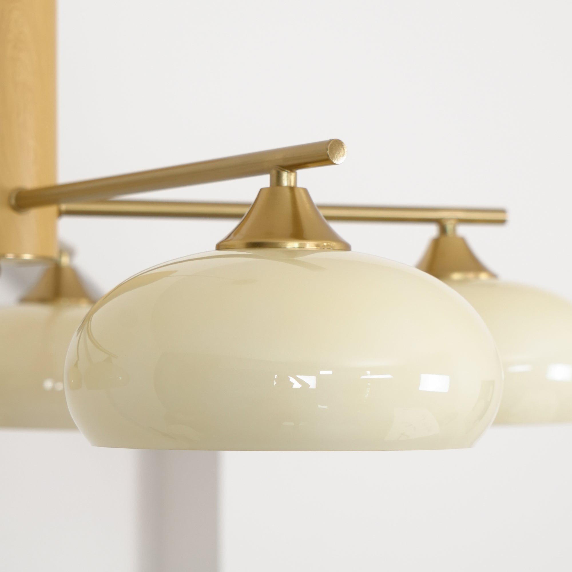 Ovale Design Kroonluchter Met Glazen Kappen En Messing Details Voor Woonkamer En Eetkamer | Sansoti