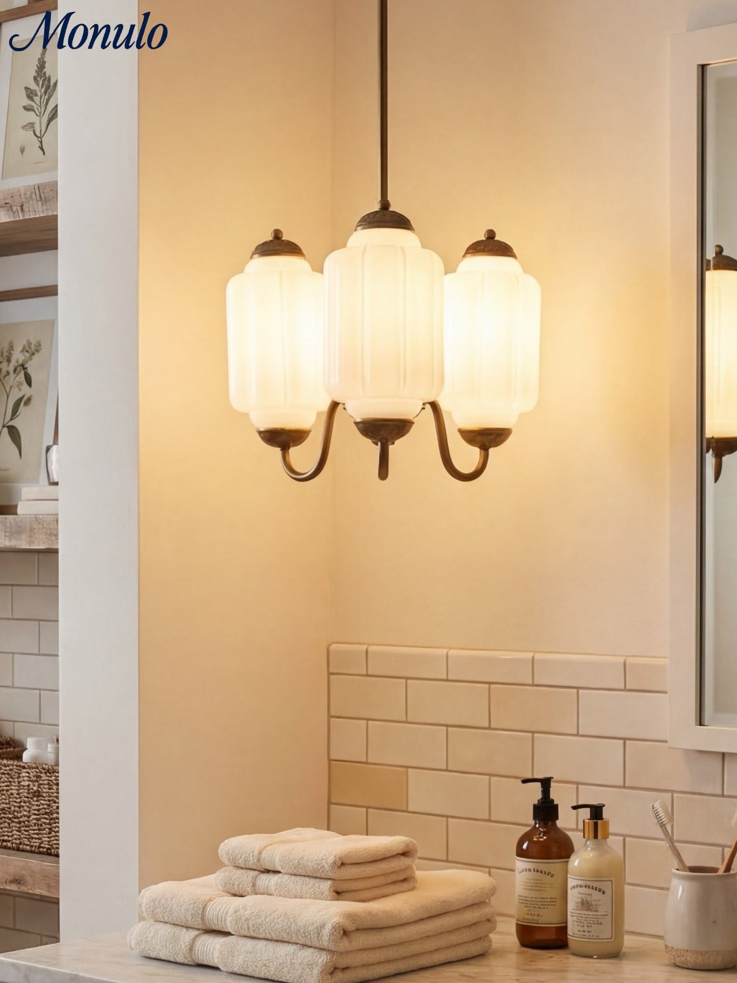 Melkglazen Kroonluchter Vintage Afwerking Tijdloze Elegantie Klassieke Verlichting voor Eetkamer Woonkamer | Sansoti