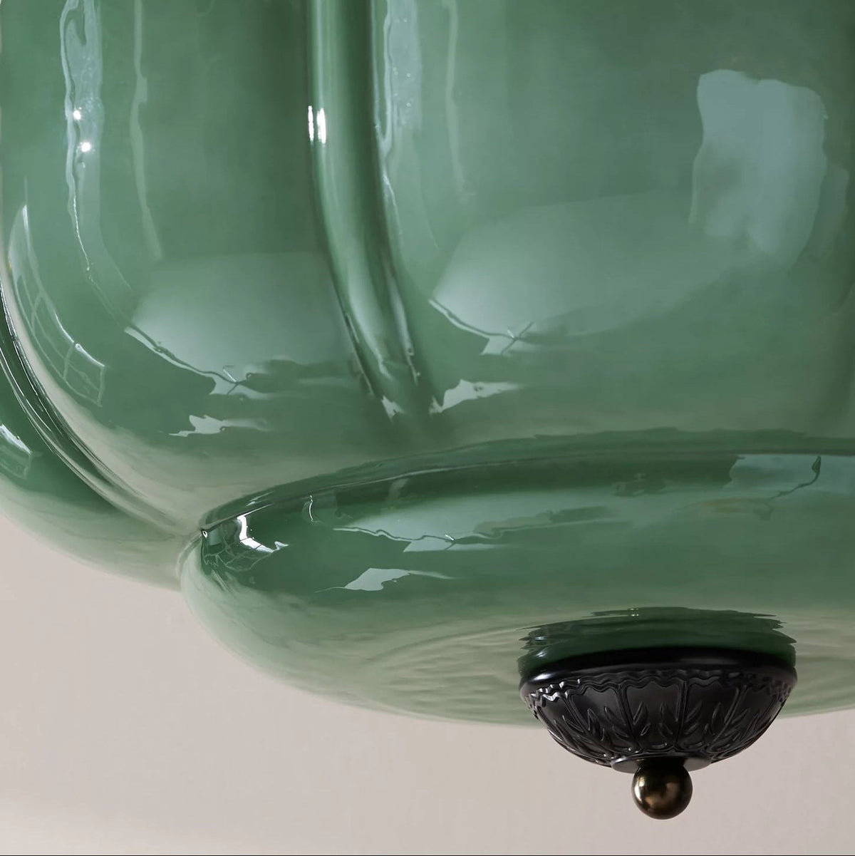 Halbrunde Deckenleuchte aus Glas und Metall in Goldgrün, E26-E27-Fassung, dimmbar, Wohnzimmer, Schlafzimmer, skandinavisch | Sansoti