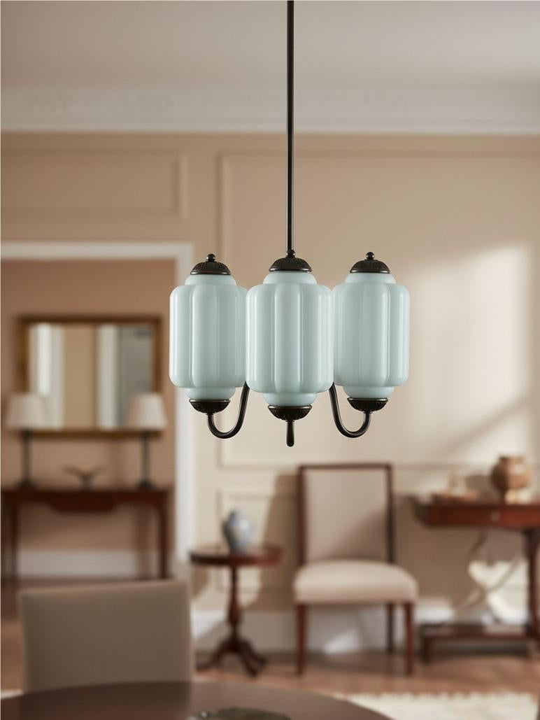 Melkglazen Kroonluchter Vintage Afwerking Tijdloze Elegantie Klassieke Verlichting voor Eetkamer Woonkamer | Sansoti