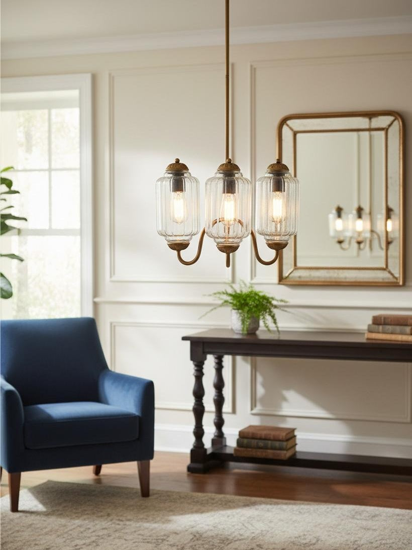 Melkglazen Kroonluchter Vintage Afwerking Tijdloze Elegantie Klassieke Verlichting voor Eetkamer Woonkamer | Sansoti