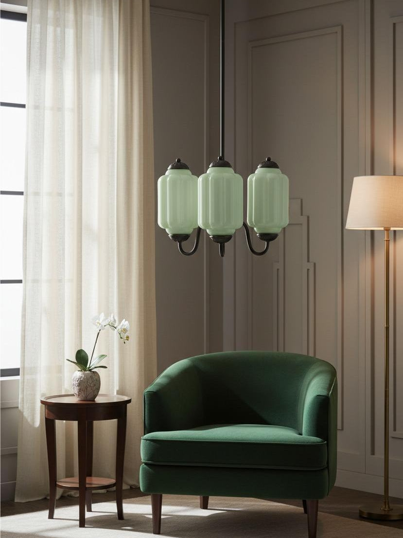 Melkglazen Kroonluchter Vintage Afwerking Tijdloze Elegantie Klassieke Verlichting voor Eetkamer Woonkamer | Sansoti