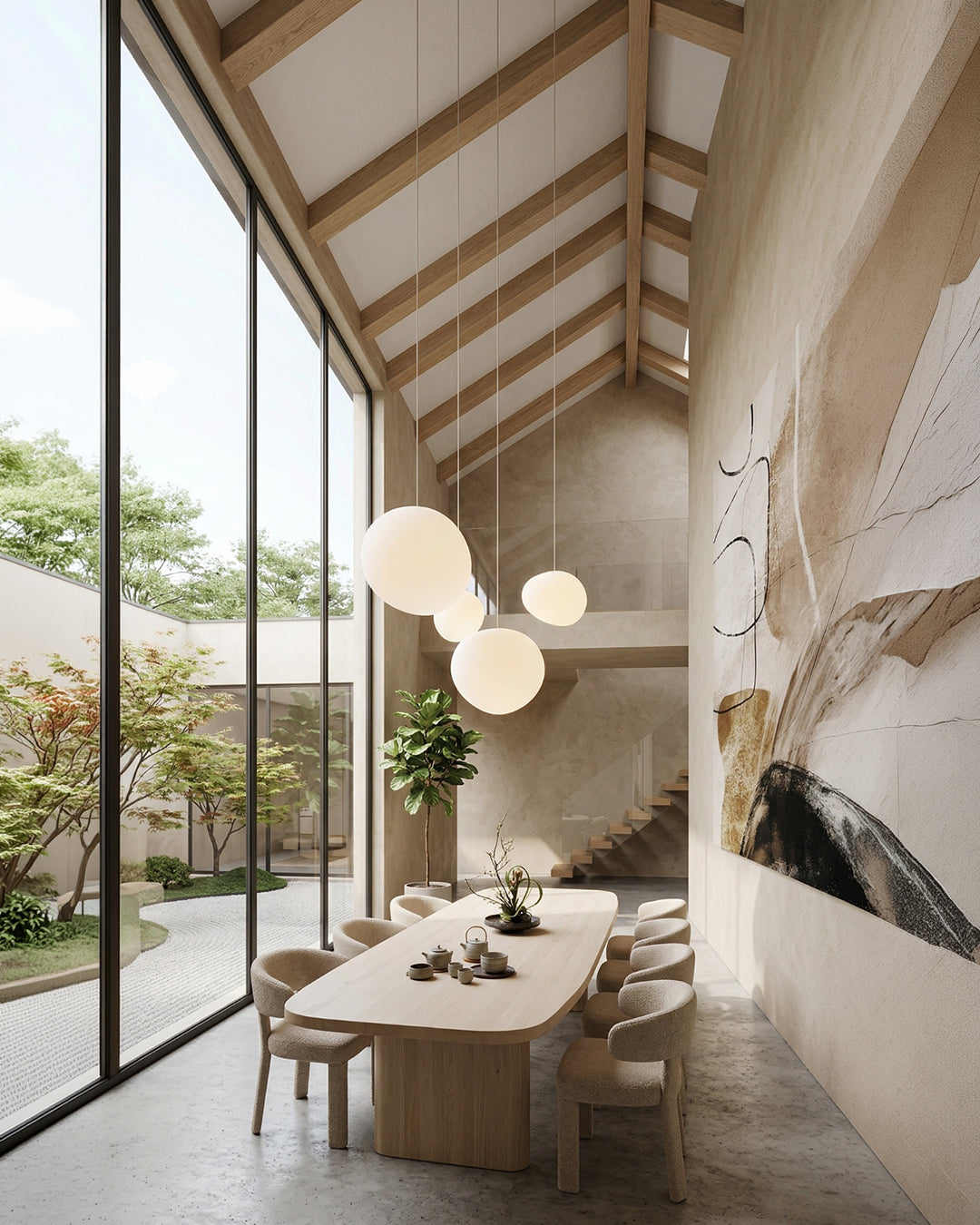 Glazen Hanglamp Melkwit Mondgeblazen – Modern Minimalistisch Design met Zacht Licht voor Eetkamer en Woonkamer – 3 Maten Beschikbaar – Warm Wit 3000K | Sansoti