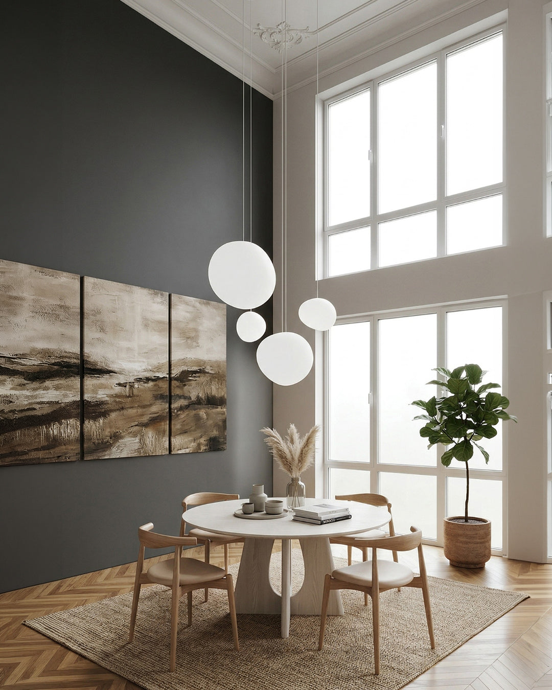 Glazen Hanglamp Melkwit Mondgeblazen – Modern Minimalistisch Design met Zacht Licht voor Eetkamer en Woonkamer – 3 Maten Beschikbaar – Warm Wit 3000K | Sansoti
