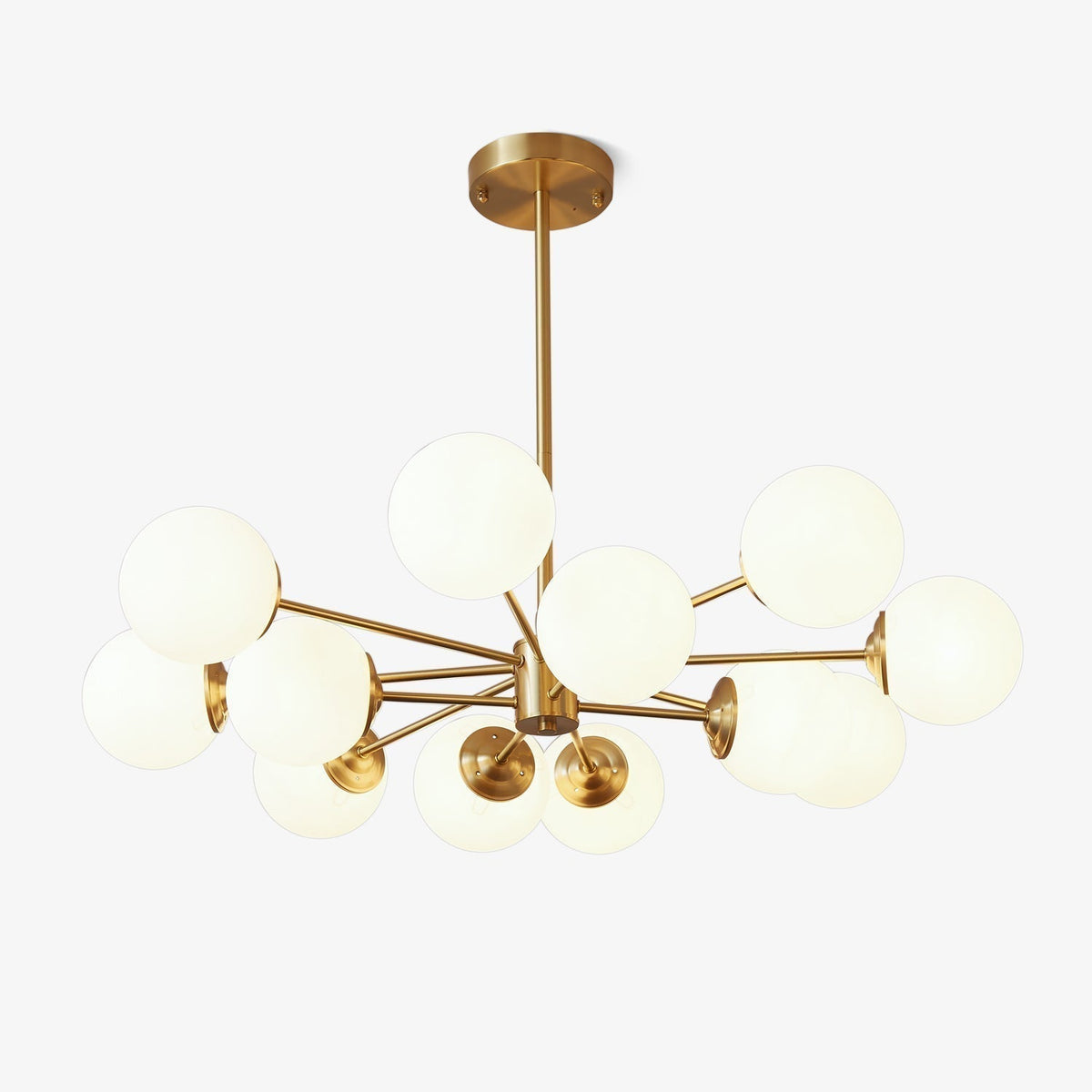 Kronleuchter aus Glaskugeln, Messing, Deckenleuchte, Esszimmer, Wohnzimmer, skandinavisches Design, modernes Interieur | Sansoti