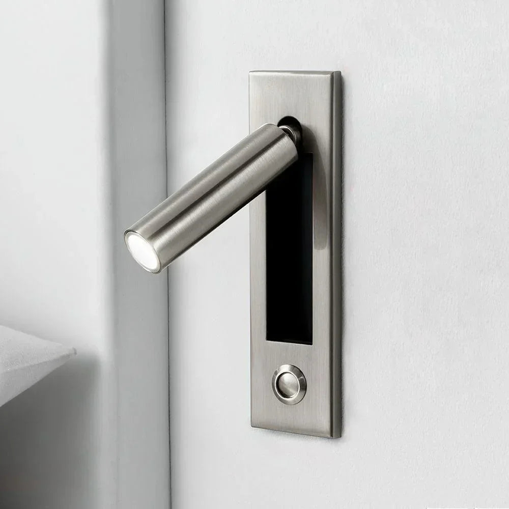 Drehbare Wandleuchte aus Metall in Zylinderform, Leselampe mit verstellbarem Licht, modernes Design, Schwarz und Gold, Nachttischlampe | Sansoti