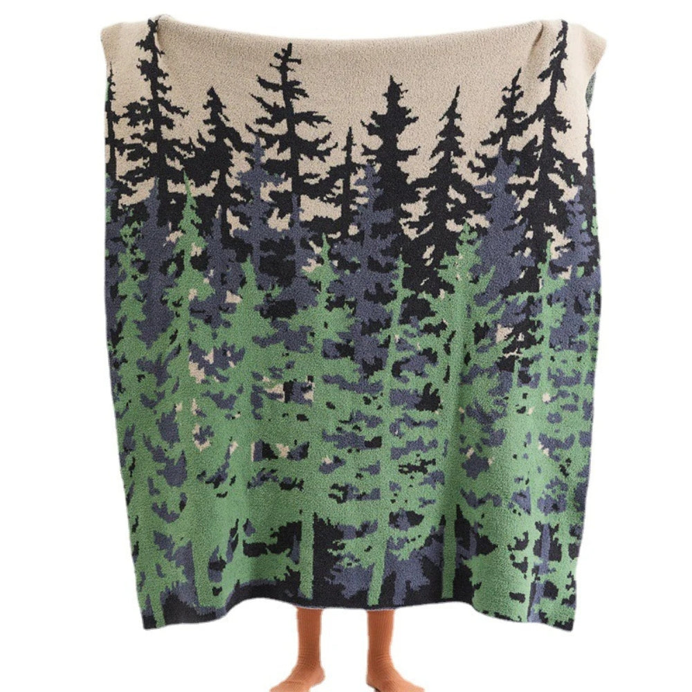 Knitted Throw Emerald Green Pattern 130x160 cm Microfiber Soft Blanket Living Room Bedroom Sofa Bed Decorative | Sansoti