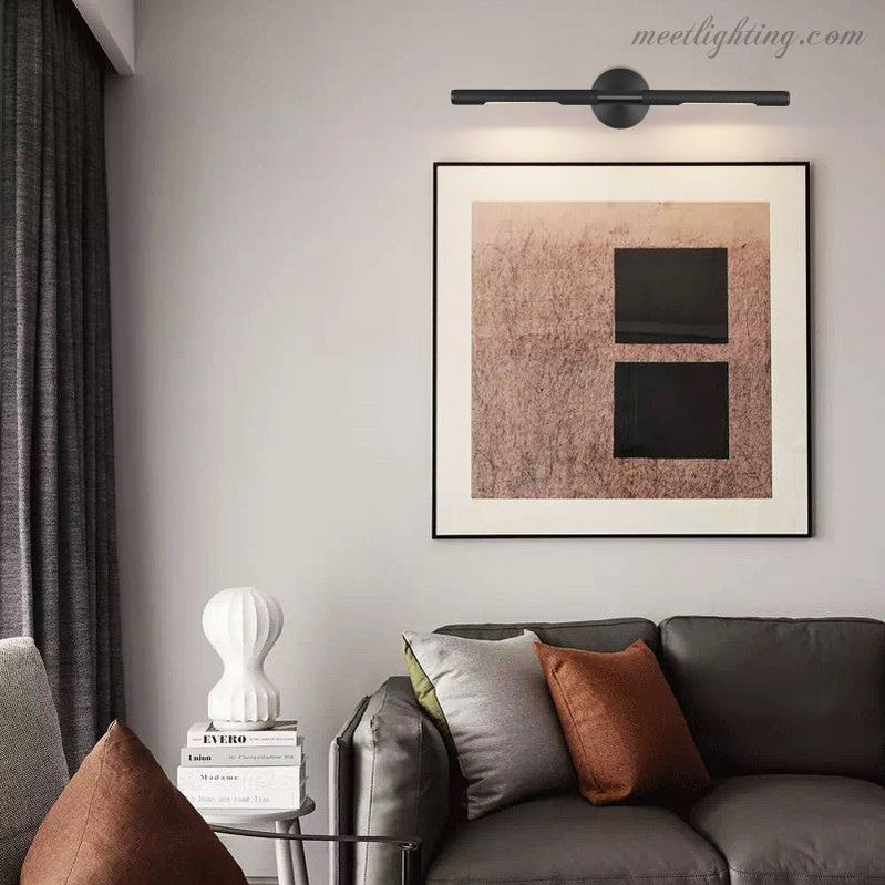 Applique LED pour tableau en laiton, 2 lumières, éclairage d’art moderne, nickel noir, 18-30 cm, éclairage de musée | Sansoti