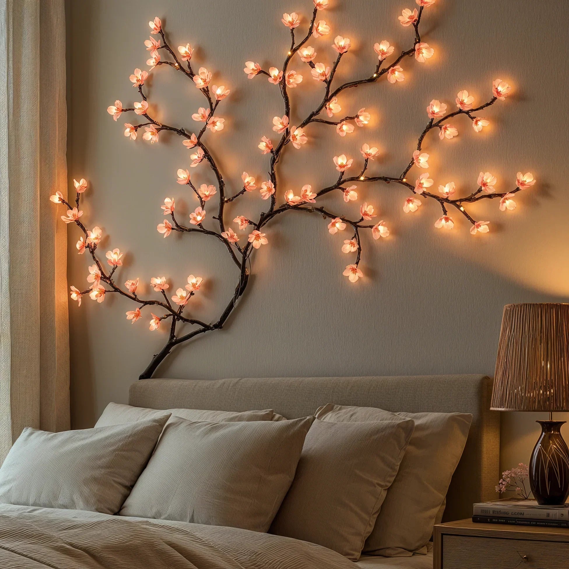 LED Kirschblütentak 160cm 72 Lampjes Roze USB Stekker Sfeerverlichting Decoratieve Bloesemtak Binnen | Sansoti