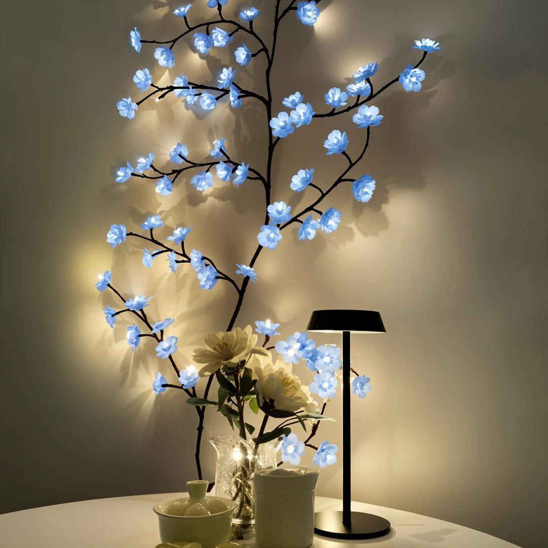 LED Wall Lamp with Blossom Branches – Warm White Decorative Light for Bedroom, Living Room & Hallway – Gold Finish | Sansoti