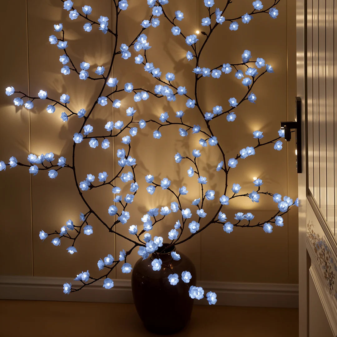 LED Wall Lamp with Blossom Branches – Warm White Decorative Light for Bedroom, Living Room & Hallway – Gold Finish | Sansoti