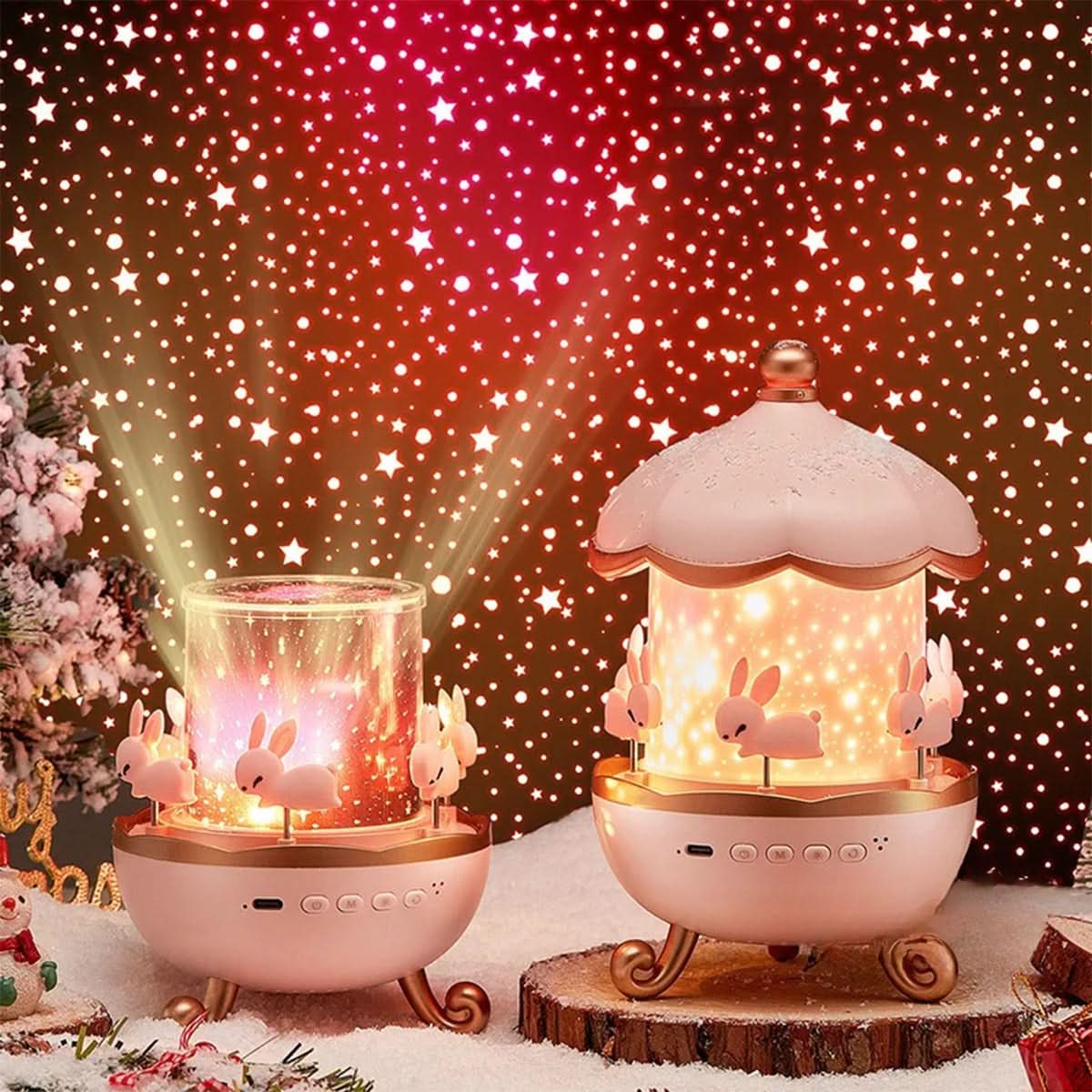 Sterrenprojector Nachtlampje met Verwisselbare Templates, Dimbaar, 360° Rotatie en Muziekfunctie | Sansoti