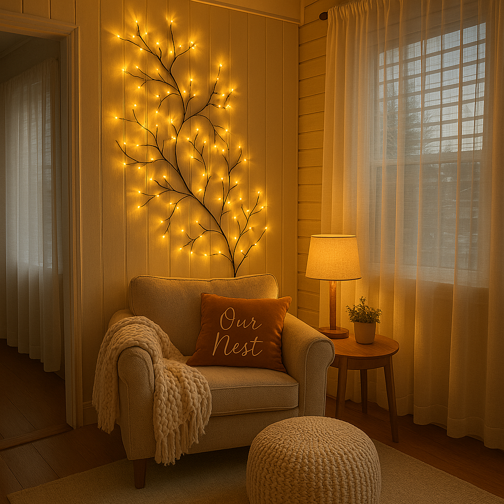 LED Wandlamp met Verlichte Wilgentakken Warm Wit 2,3m 144 LEDs Dimbaar Decoratief Sfeerverlichting Interieur | Sansoti