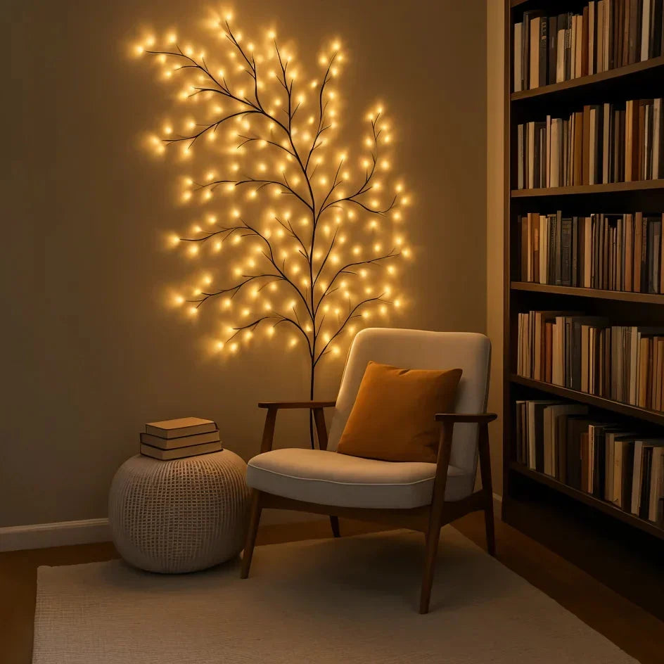 LED Wandlamp met Verlichte Wilgentakken Warm Wit 2,3m 144 LEDs Dimbaar Decoratief Sfeerverlichting Interieur | Sansoti
