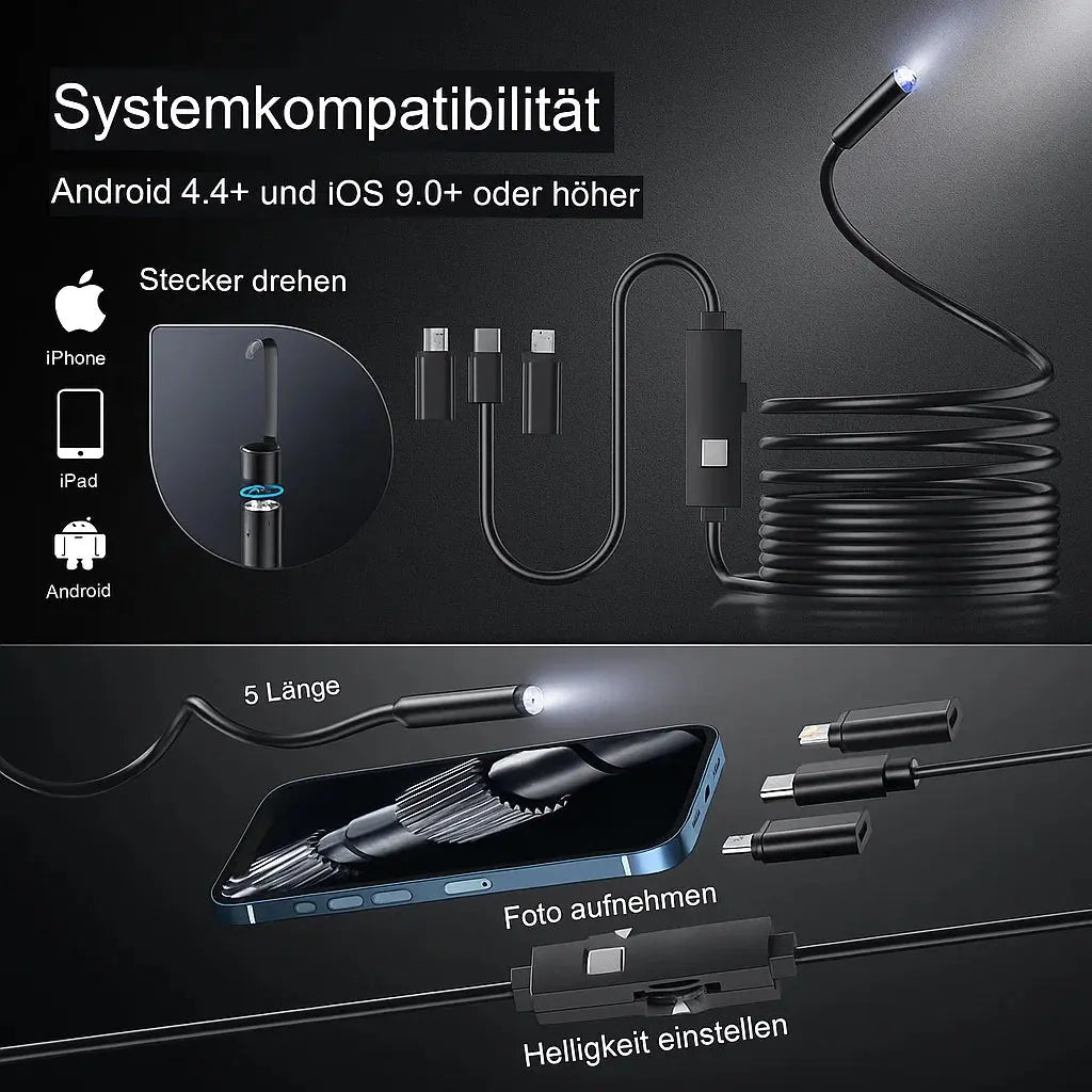 Endoscoop Camera Smartphone 5m Kabel IP67 HD 1920x1440 USB Inspectiecamera Flexibel Buizen Afvoer Motor Pijp Donkere Ruimtes | Sansoti