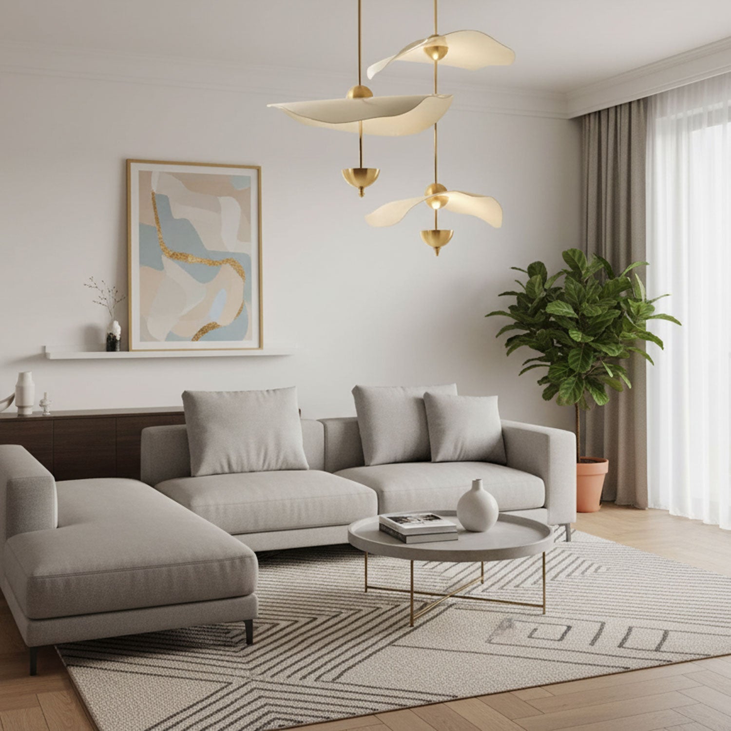 Dubbele Biscuit Hanglamp Wit Goud Rond Opaalwit Acryl Kap Design Verlichting Decoratief voor Woonkamer Eethoek Slaapkamer Modern Scandinavisch Interieur | Sansoti
