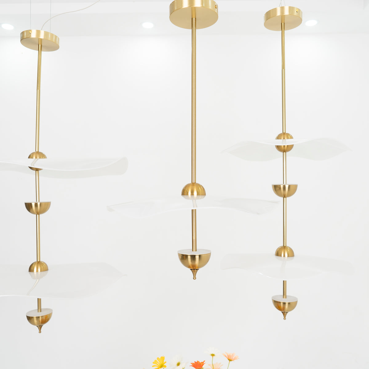 Dubbele Biscuit Hanglamp Wit Goud Rond Opaalwit Acryl Kap Design Verlichting Decoratief voor Woonkamer Eethoek Slaapkamer Modern Scandinavisch Interieur | Sansoti