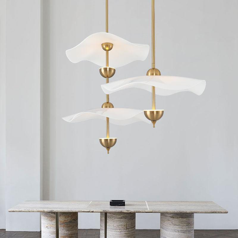 Dubbele Biscuit Hanglamp Wit Goud Rond Opaalwit Acryl Kap Design Verlichting Decoratief voor Woonkamer Eethoek Slaapkamer Modern Scandinavisch Interieur | Sansoti
