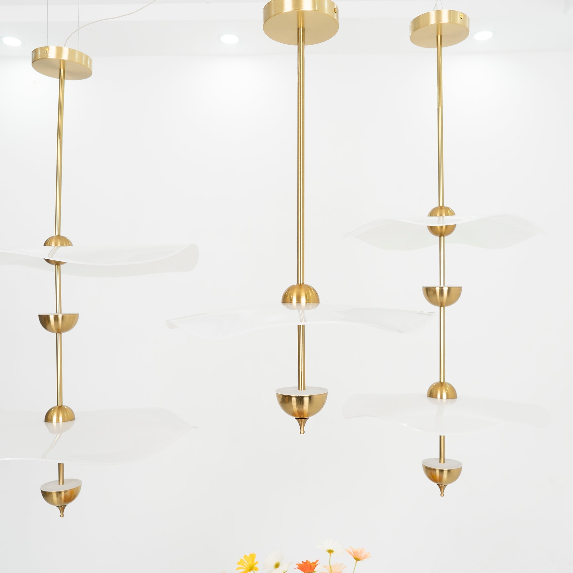Dubbele Biscuit Hanglamp Wit Goud Rond Opaalwit Acryl Kap Design Verlichting Decoratief voor Woonkamer Eethoek Slaapkamer Modern Scandinavisch Interieur | Sansoti