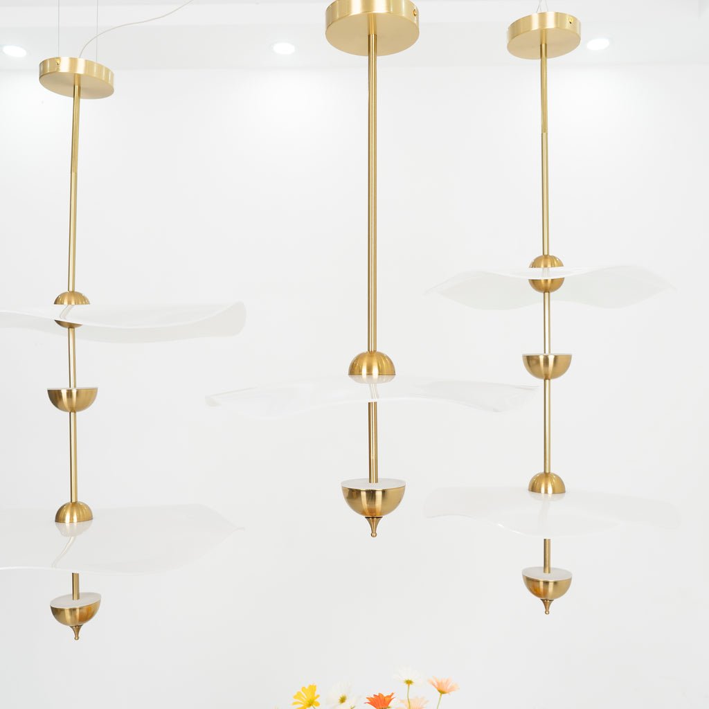 Dubbele Biscuit Hanglamp Wit Goud Rond Opaalwit Acryl Kap Design Verlichting Decoratief voor Woonkamer Eethoek Slaapkamer Modern Scandinavisch Interieur | Sansoti