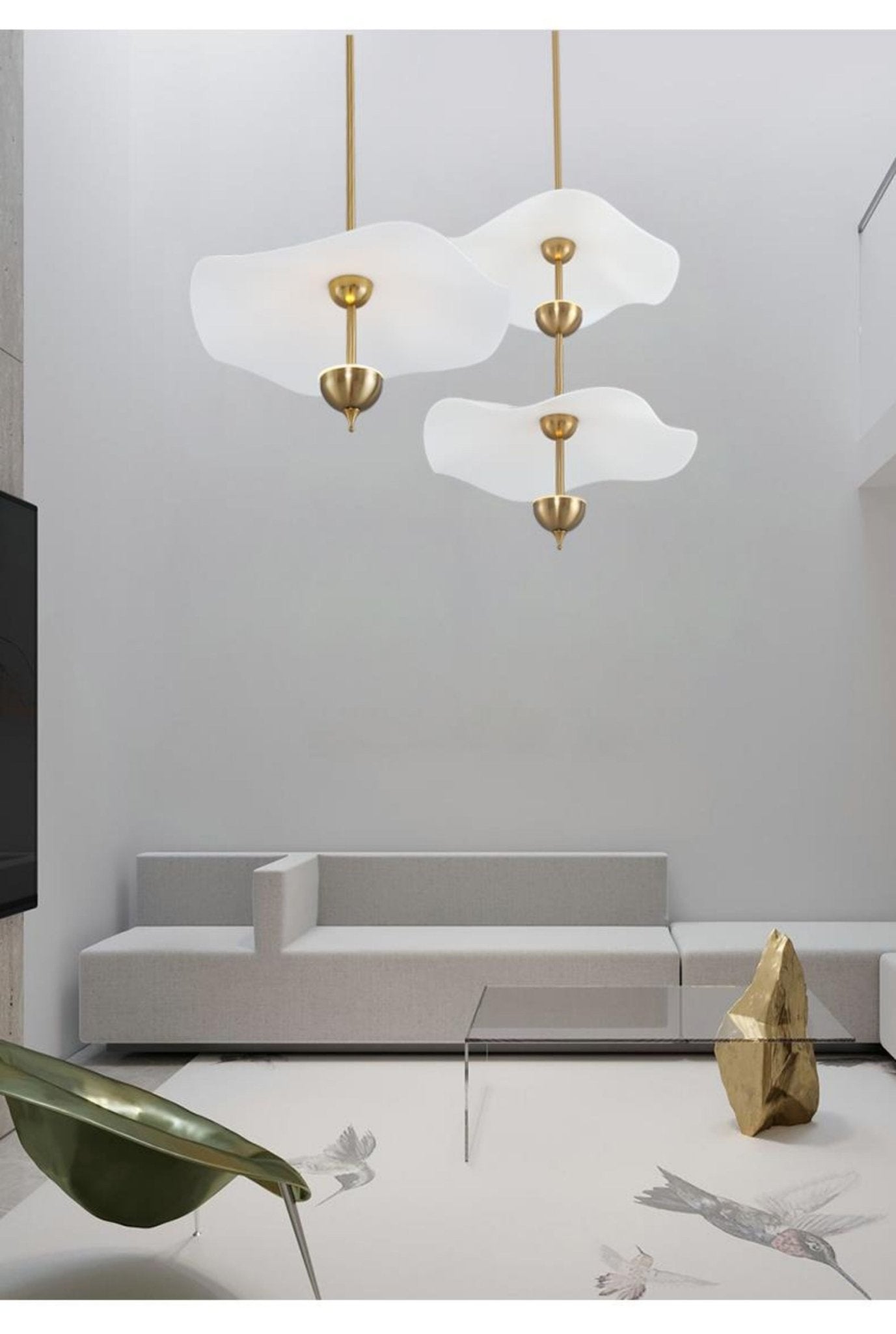 Dubbele Biscuit Hanglamp Wit Goud Rond Opaalwit Acryl Kap Design Verlichting Decoratief voor Woonkamer Eethoek Slaapkamer Modern Scandinavisch Interieur | Sansoti