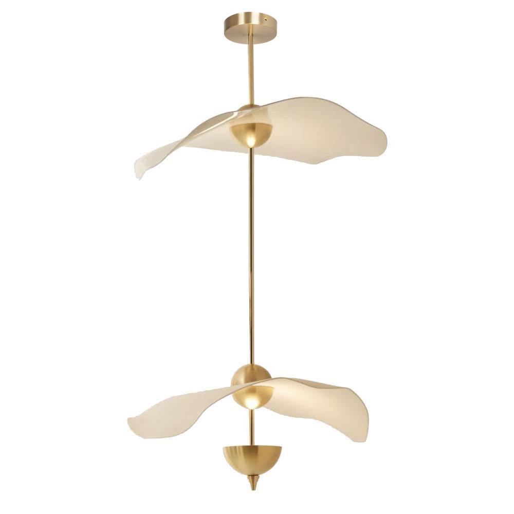Dubbele Biscuit Hanglamp Wit Goud Rond Opaalwit Acryl Kap Design Verlichting Decoratief voor Woonkamer Eethoek Slaapkamer Modern Scandinavisch Interieur | Sansoti