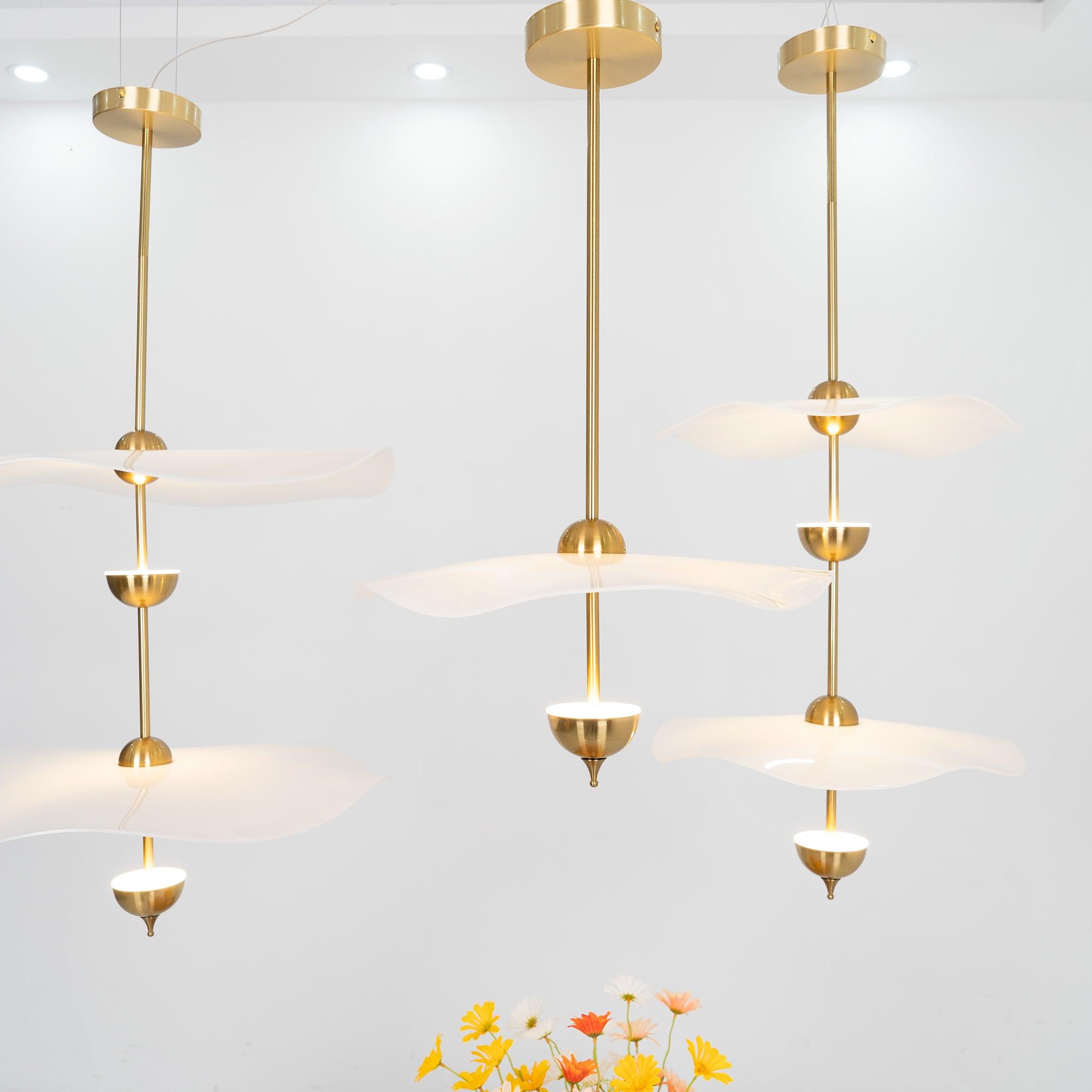 Dubbele Biscuit Hanglamp Wit Goud Rond Opaalwit Acryl Kap Design Verlichting Decoratief voor Woonkamer Eethoek Slaapkamer Modern Scandinavisch Interieur | Sansoti