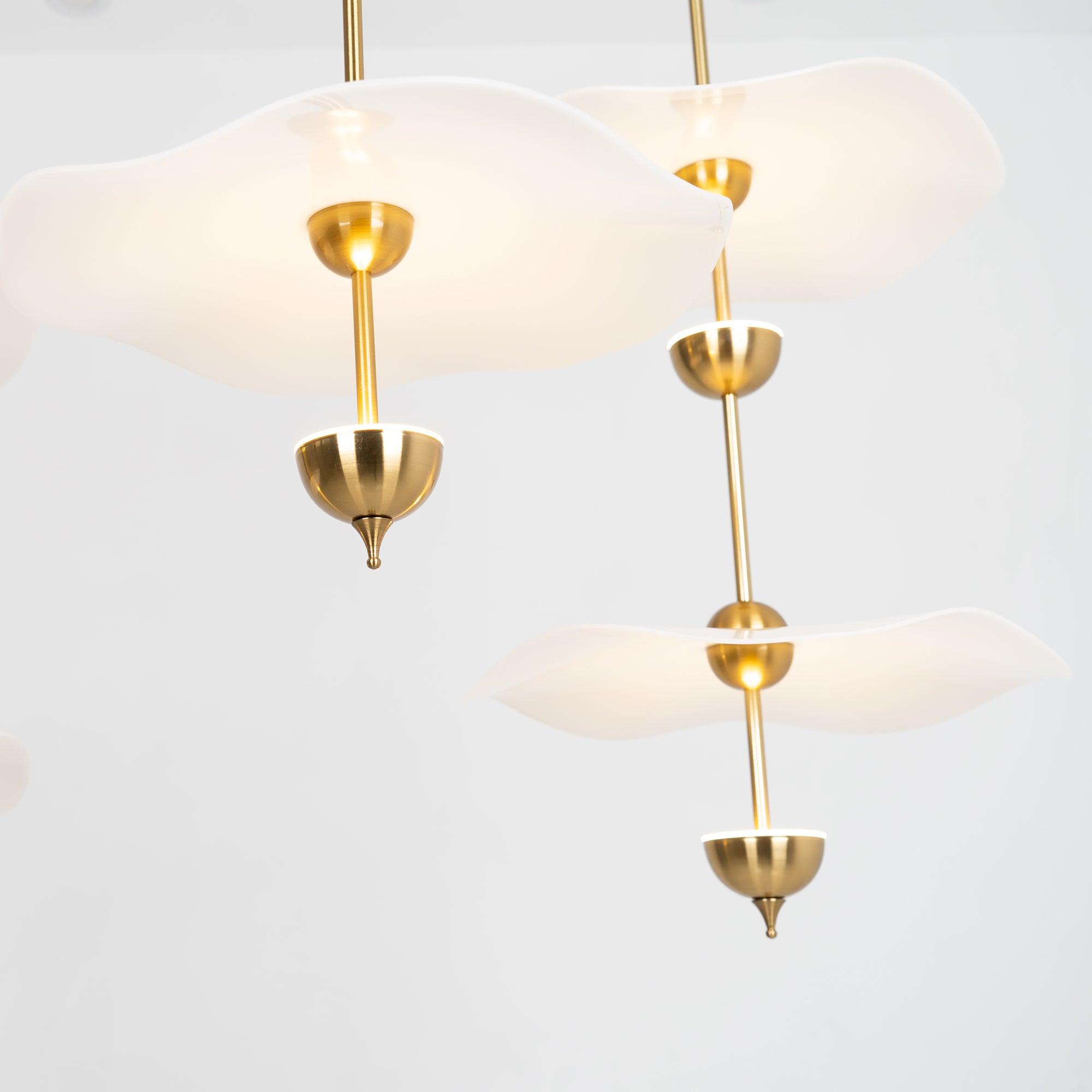 Dubbele Biscuit Hanglamp Wit Goud Rond Opaalwit Acryl Kap Design Verlichting Decoratief voor Woonkamer Eethoek Slaapkamer Modern Scandinavisch Interieur | Sansoti