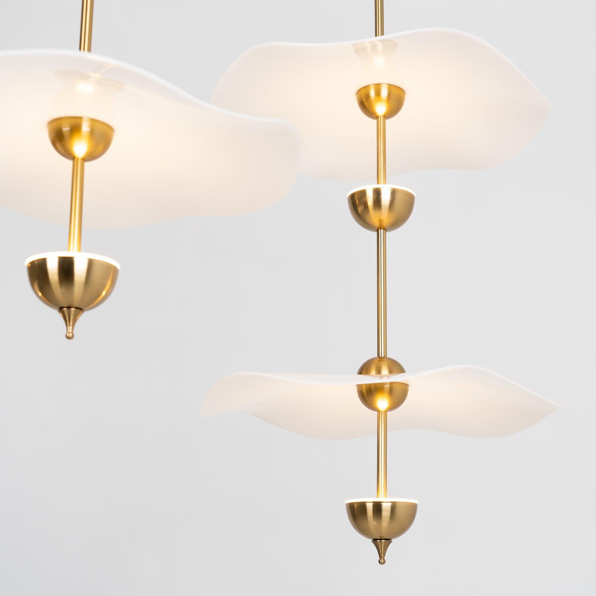 Dubbele Biscuit Hanglamp Wit Goud Rond Opaalwit Acryl Kap Design Verlichting Decoratief voor Woonkamer Eethoek Slaapkamer Modern Scandinavisch Interieur | Sansoti
