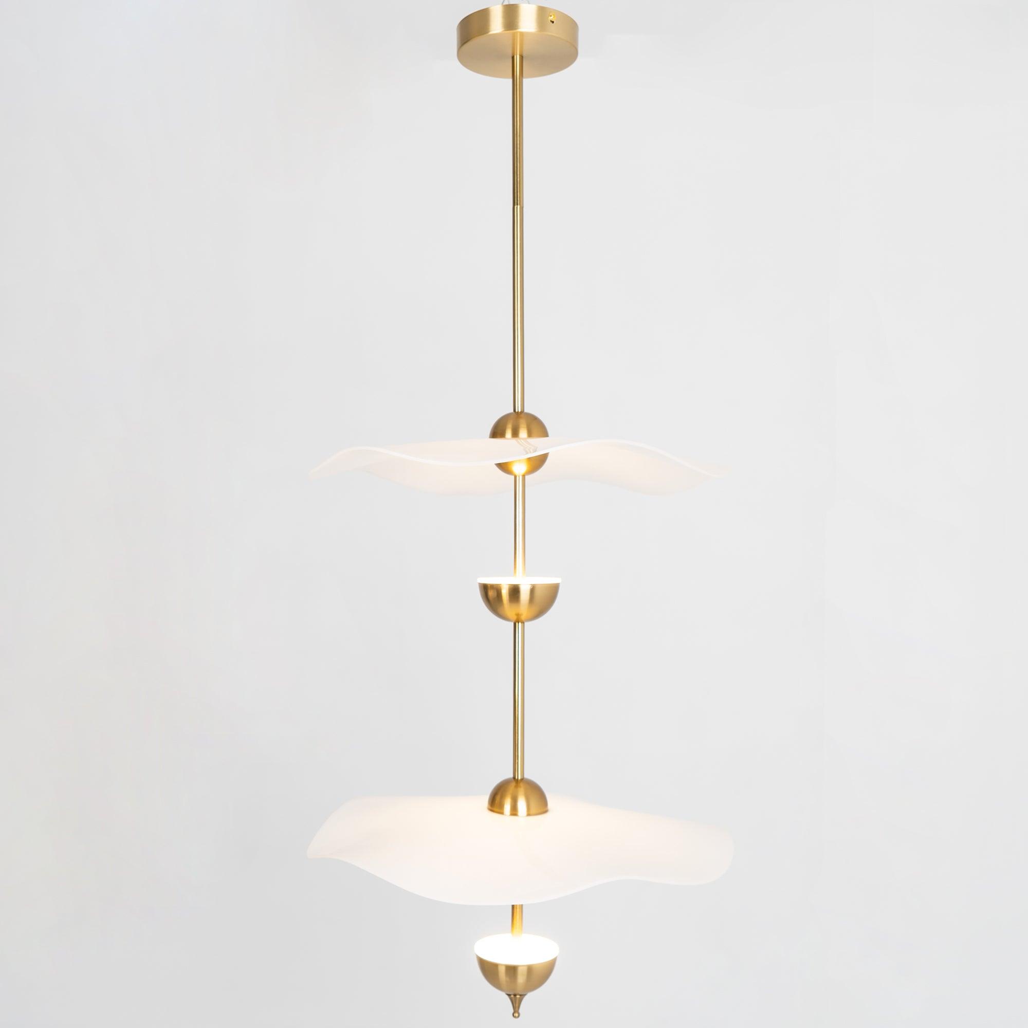 Dubbele Biscuit Hanglamp Wit Goud Rond Opaalwit Acryl Kap Design Verlichting Decoratief voor Woonkamer Eethoek Slaapkamer Modern Scandinavisch Interieur | Sansoti