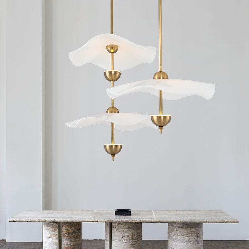 Dubbele Biscuit Hanglamp Wit Goud Rond Opaalwit Acryl Kap Design Verlichting Decoratief voor Woonkamer Eethoek Slaapkamer Modern Scandinavisch Interieur | Sansoti