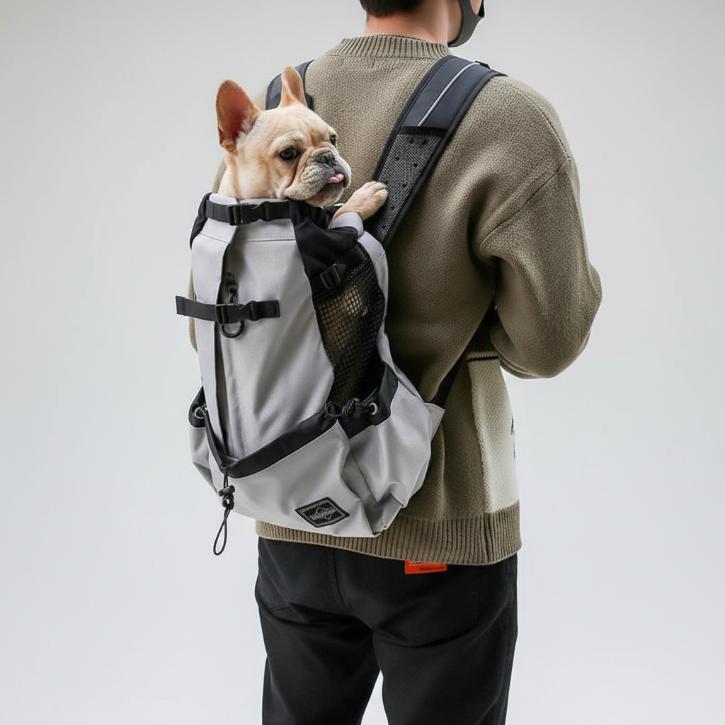 Sac à dos porte-chien ergonomique avec système de sécurité et tissu respirant, pour petits chiens, randonnée et voyages | Sansoti
