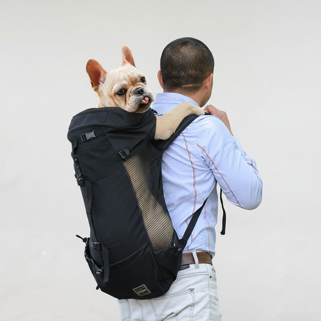 Sac à dos porte-chien ergonomique avec système de sécurité et tissu respirant, pour petits chiens, randonnée et voyages | Sansoti